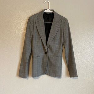 NORMA KAMALI Single-Breasted Fitted Blazer, Checkered Grey, Women’s US Size: 4